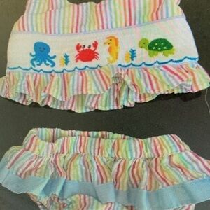 Striped Kids Swim Set with Sea Creature Design